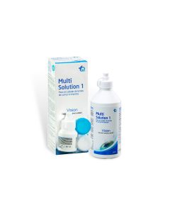 Pack solución desinfectante para disolver enzimas y conservar los lentes de contacto blandos.